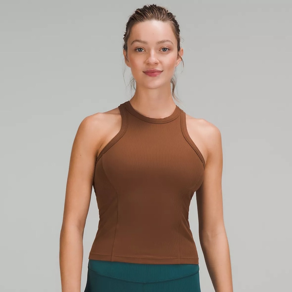 Lululemon Ribbed Nulu Racerback Yoga Tank Top Roasted Brown